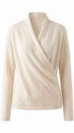 Wool Knit Sweater Women Cross-Bust Round Neck Long Sleeve