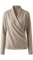 Wool Knit Sweater Women Cross-Bust Round Neck Long Sleeve