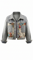 Denim Jacket Women Button Front Collared Long Sleeve
