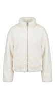 Sherpa Jacket Women Cropped Zip Stand Collar Winter