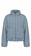 Sherpa Jacket Women Cropped Zip Stand Collar Winter