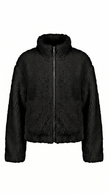 Sherpa Jacket Women Cropped Zip Stand Collar Winter