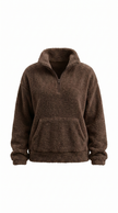 Plush Sweater Women Half Zip High Collar Relaxed Fit