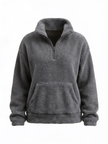 Plush Sweater Women Half Zip High Collar Relaxed Fit