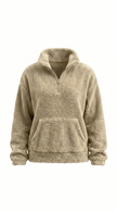 Plush Sweater Women Half Zip High Collar Relaxed Fit