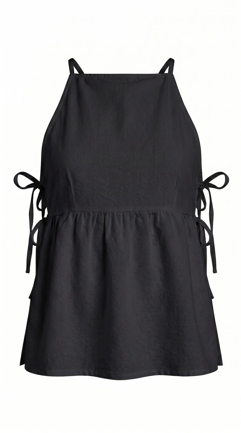 Cotton Blend Tank Top Women Bow Strap Sleeveless