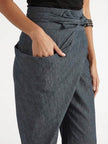 FJØRNA women's lightweight summer trousers with high waist, wide-leg, and tapered fit for a comfortable, stylish look.