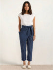 FJØRNA women's lightweight summer trousers with high waist, wide leg, and tapered fit, made for comfortable, stylish wear.