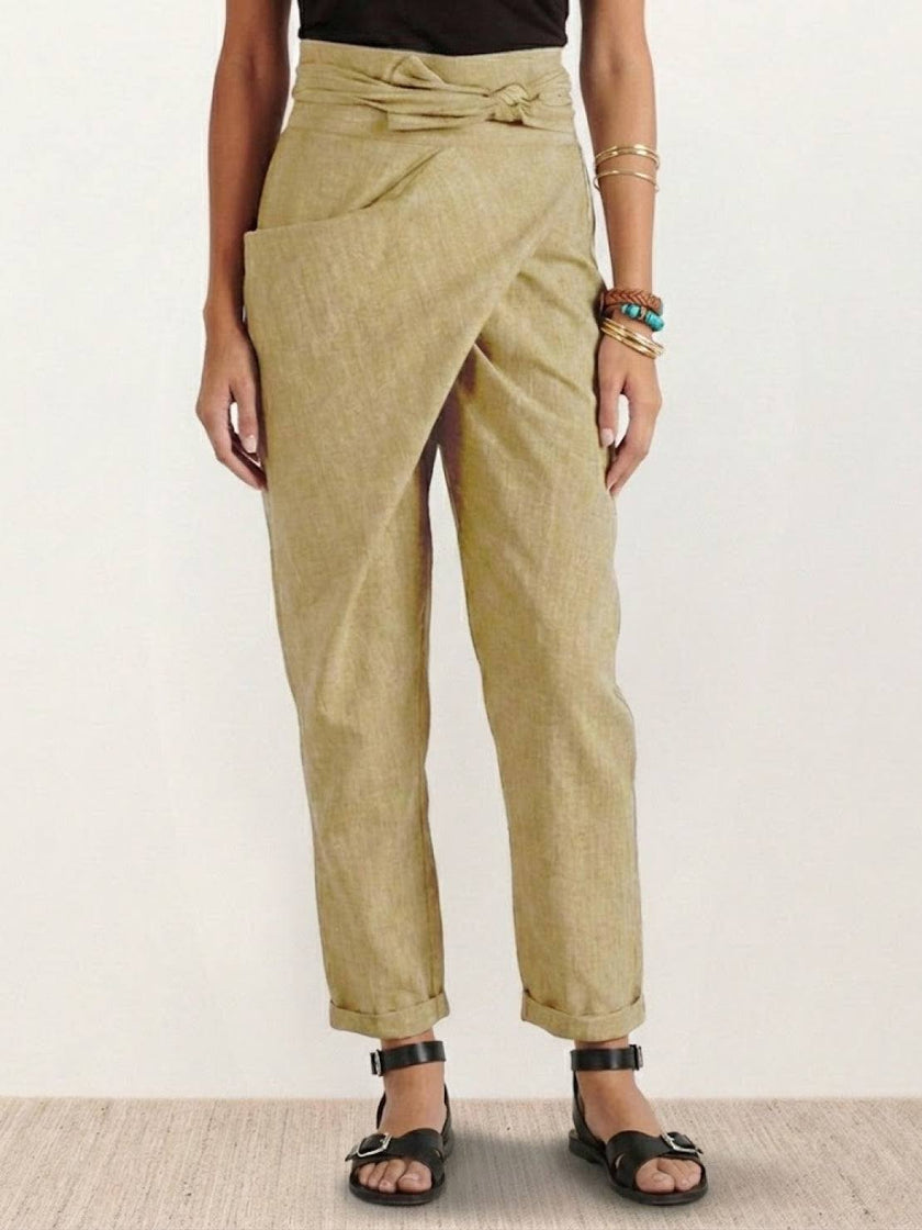 FJØRNA women's lightweight summer trousers with high waist, wide leg, tapered fit, and comfortable fabric for casual wear