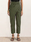 FJØRNA lightweight summer women's trousers with high waist, wide leg, and tapered fit, made for comfortable, stylish wear.