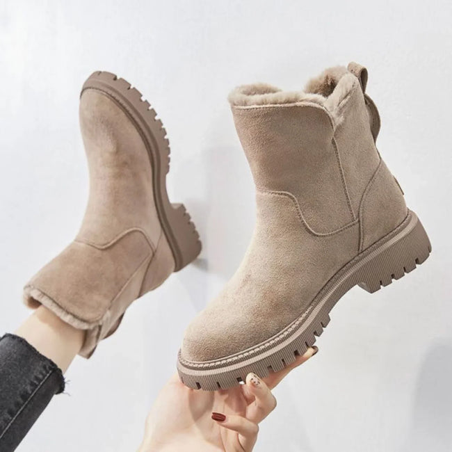 Hiking | Women's Winter Fur Lined with Block-Heel Comfortable Casual Everyday Walking