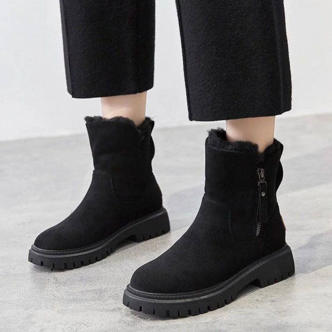 Hiking | Women's Winter Fur Lined with Block-Heel Comfortable Casual Everyday Walking