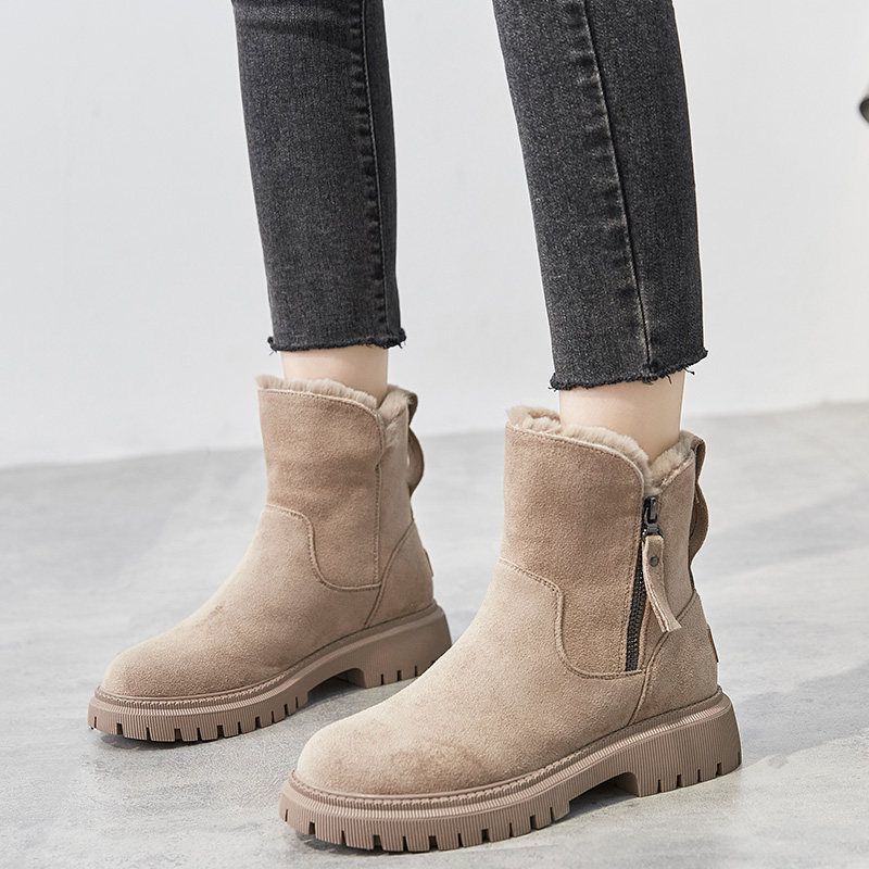 Hiking | Women's Winter Fur Lined with Block-Heel Comfortable Casual Everyday Walking
