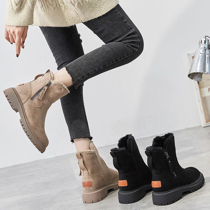 Hiking | Women's Winter Fur Lined with Block-Heel Comfortable Casual Everyday Walking