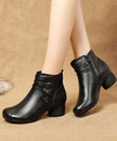Hiking | Women's Zippered Leather Ankle Chunky Heel with Comfortable Casual Everyday