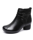 Hiking | Women's Zippered Leather Ankle Chunky Heel with Comfortable Casual Everyday