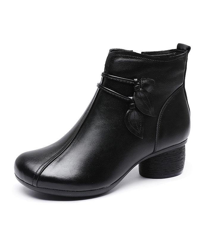 Hiking | Women's Zippered Leather Ankle Chunky Heel with Comfortable Casual Everyday