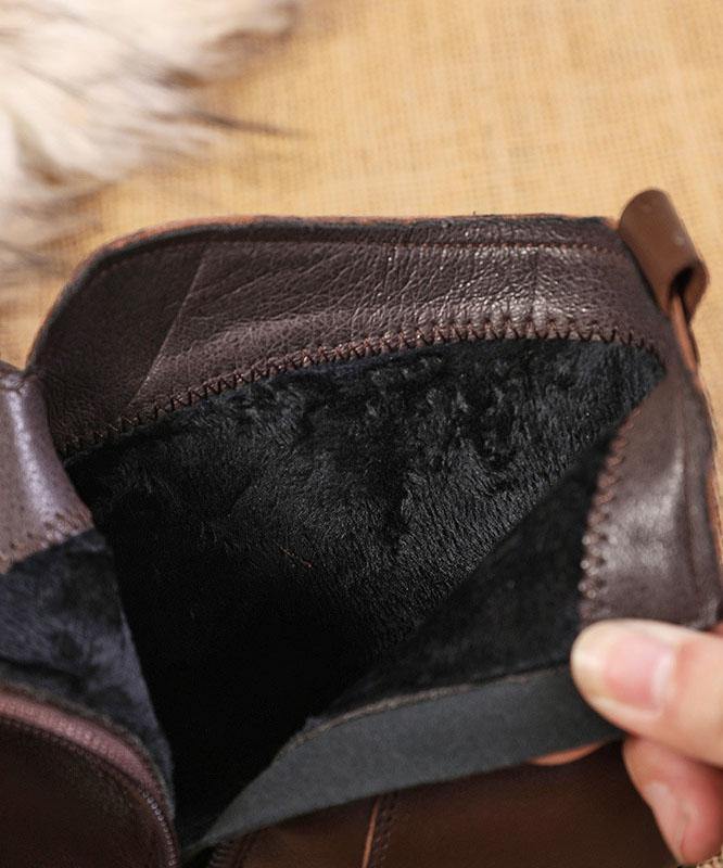 Hiking | Women's Zippered Leather Ankle Chunky Heel with Comfortable Casual Everyday