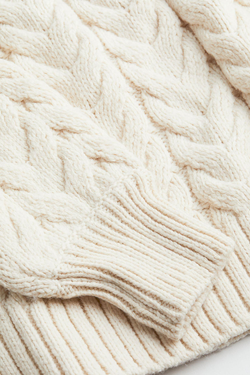 Cable Knit Sweater Women White Soft Old Money