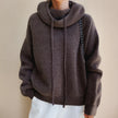 Sasha | Women's Oversized Ribbed Knit Cowl-Neck Hooded Sweater Pullover with Cozy