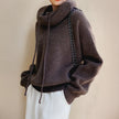 Sasha | Women's Oversized Ribbed Knit Cowl-Neck Hooded Sweater Pullover with Cozy