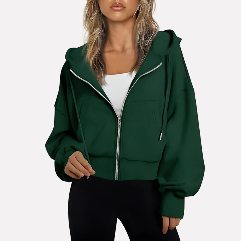 Lieke | Women's Cropped Hooded Sweater Pullover with Knit Cozy Soft Long-Sleeve
