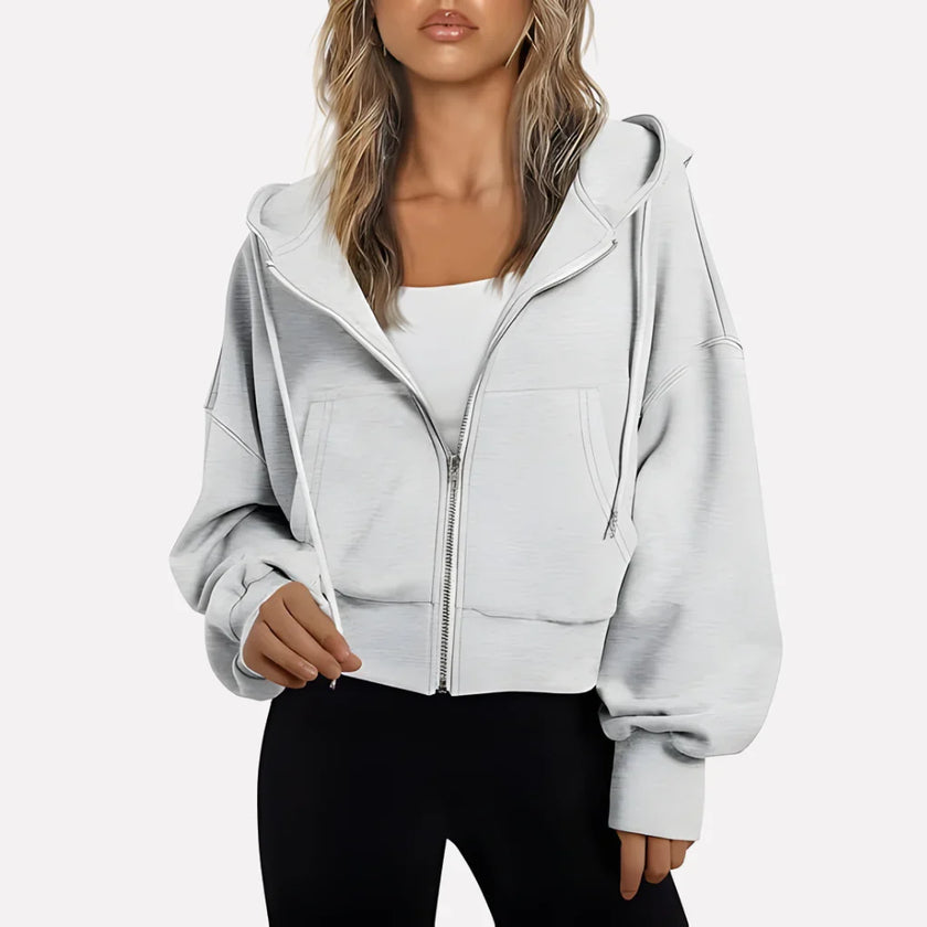 Lieke | Women's Cropped Hooded Sweater Pullover with Knit Cozy Soft Long-Sleeve