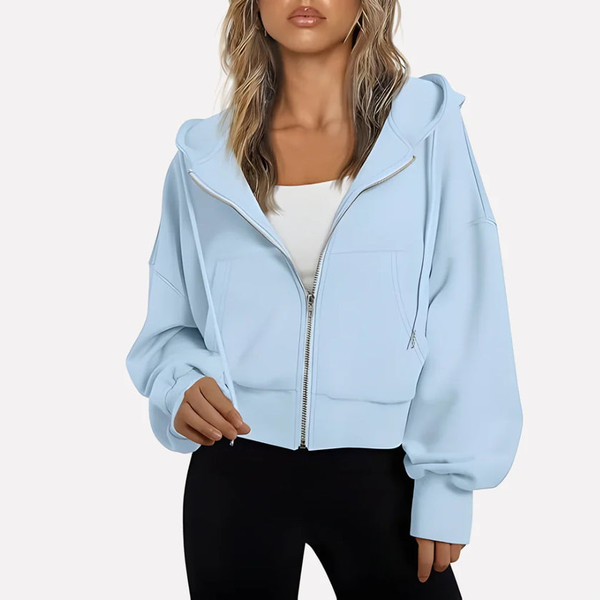 Lieke | Women's Cropped Hooded Sweater Pullover with Knit Cozy Soft Long-Sleeve