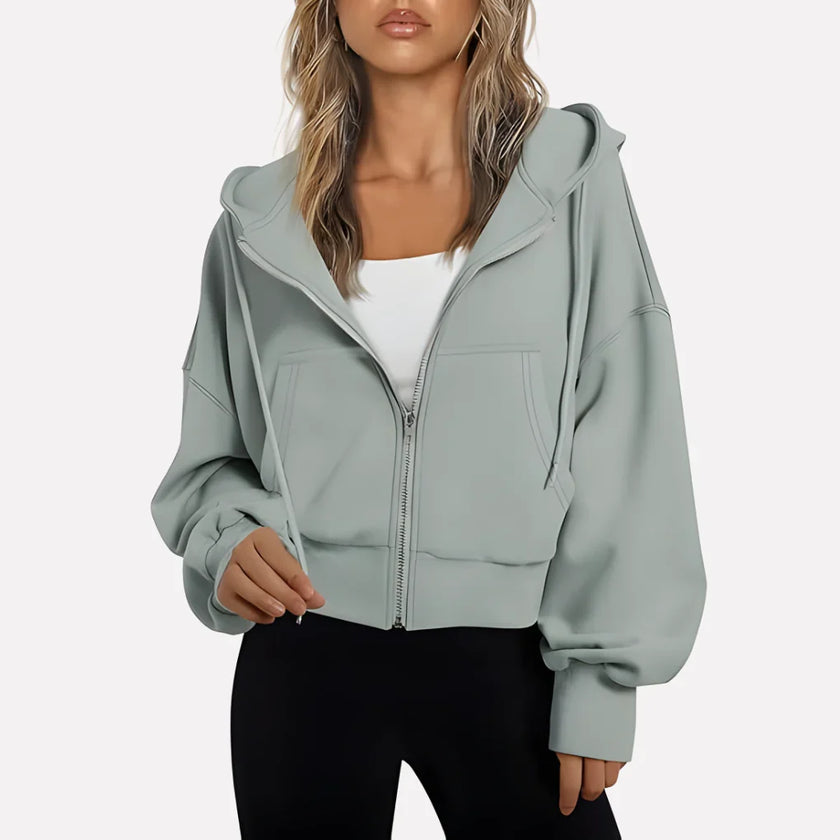 Lieke | Women's Cropped Hooded Sweater Pullover with Knit Cozy Soft Long-Sleeve