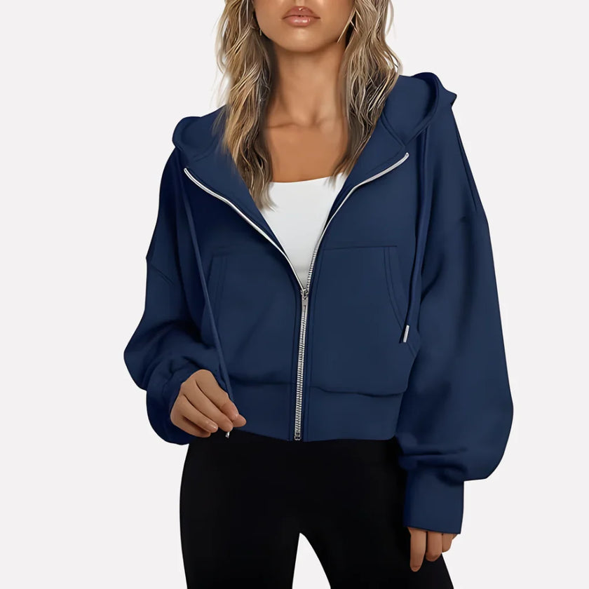 Lieke | Women's Cropped Hooded Sweater Pullover with Knit Cozy Soft Long-Sleeve