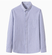 Men's cotton striped button-up shirt by FJØRNA, featuring classic design and long sleeves, shown in a front view.