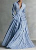 FJØRNA women's striped maxi shirt dress with cinched waist, perfect for summer, flowing fabric, and casual chic style.