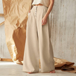 FJØRNA women's knit wide-leg trousers with elastic waist, showcasing comfortable fit and stylish design in soft fabric.