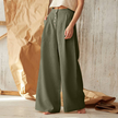 FJØRNA women's knit wide-leg trousers with a loose pull-on design, soft fabric, and relaxed fit for comfortable casual wear.