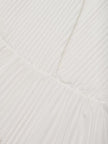 FJØRNA women's white sleeveless pleated dress with printed V-neck design, perfect for stylish summer or casual occasions.