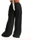 FJØRNA linen-blend wide-leg women's trousers, loose pull-on pants with a relaxed fit and casual style.