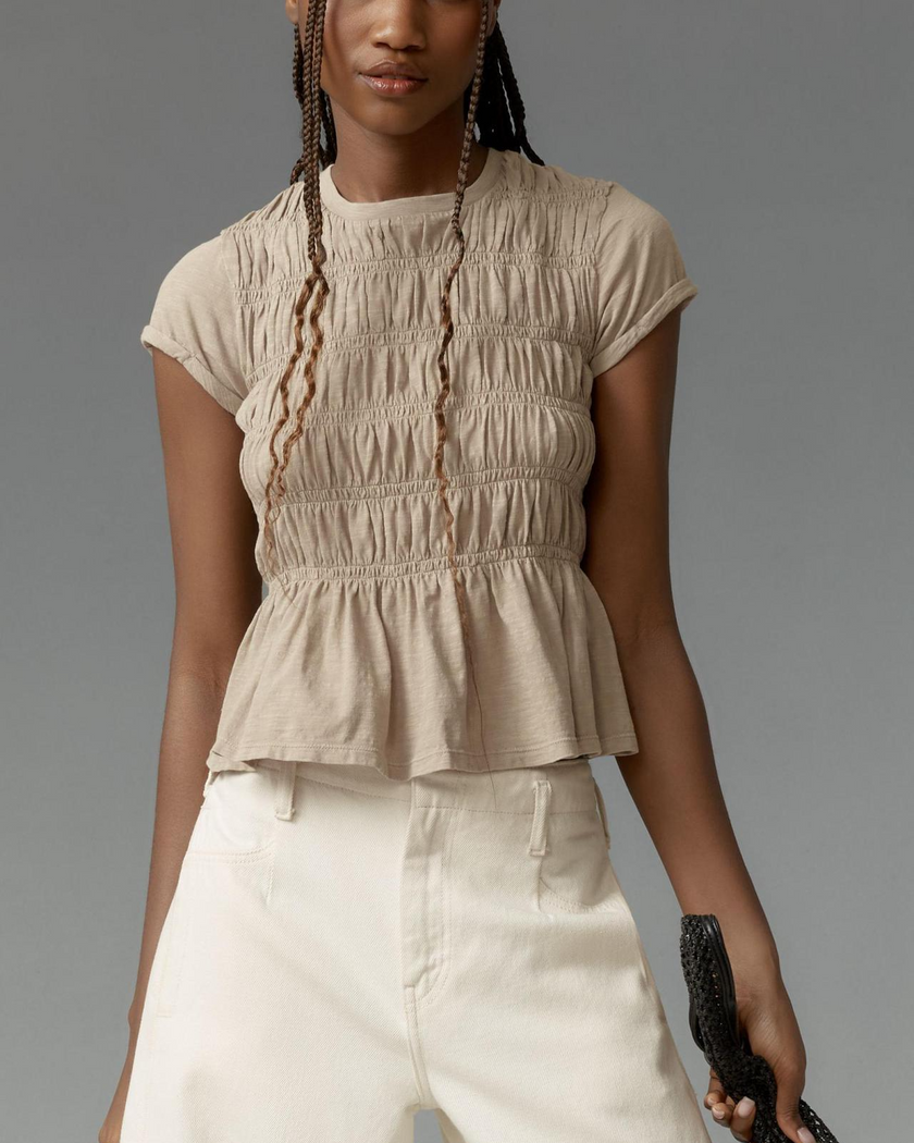 FJØRNA women's linen ruched ruffle top, casual sleeveless blouse with ruffle details and gathered fabric, light and breathable.