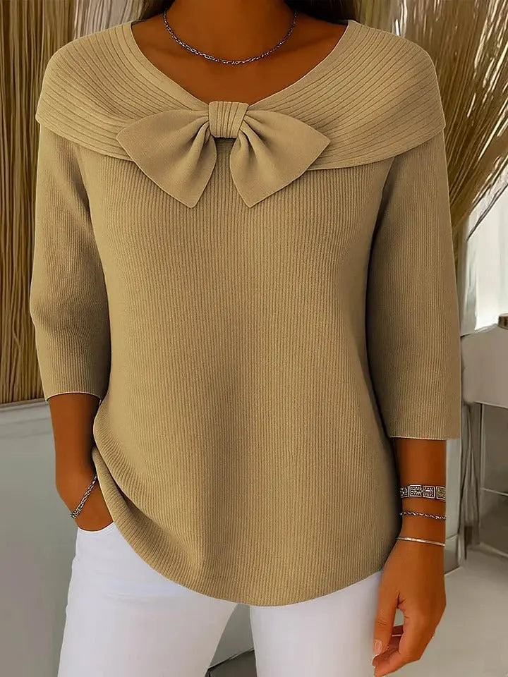 Sasha | Women's Elegant Bow Detail Knit Sweater with Cozy for Winter