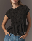 FJØRNA linen ruched ruffle top for women, casual sleeveless linen blouse with gathered details and ruffle accents.