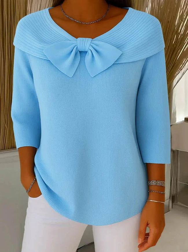 Sasha | Women's Elegant Bow Detail Knit Sweater with Cozy for Winter