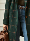Tweed Coat Women Plaid Lapel Collar Tailored Vintage-Inspired