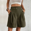 Lightweight high-waist summer shorts for women by FJØRNA with wide-leg style, soft fabric, and a relaxed fit.