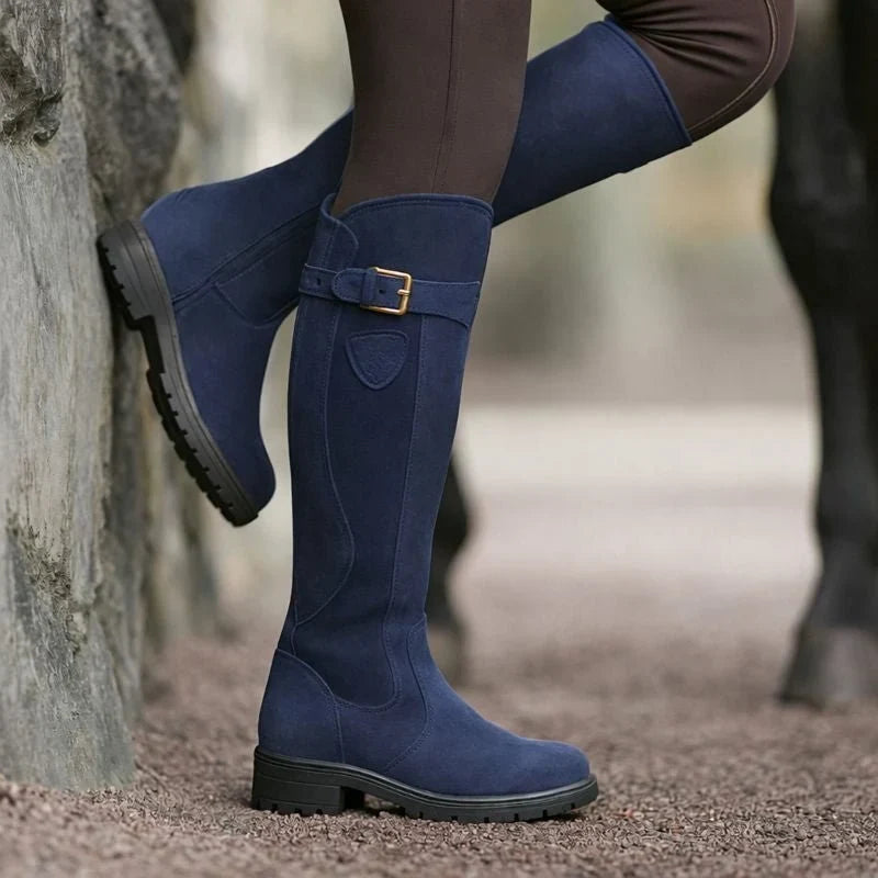 Knee-High | Women's Leather Waterproof Buckle Detail with Block-Heel Comfortable Casual Everyday