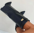 Knee High Boots Suede Block Heel Buckle Inside Zip Winter Boots | Olive