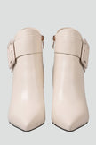 Freya | Women's Leather Ankle Buckle Zip Pointed Toe Boots with Block-Heel