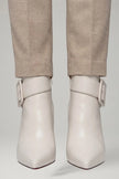 Freya | Women's Leather Ankle Buckle Zip Pointed Toe Boots with Block-Heel