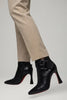 Freya | Women's Leather Ankle Buckle Zip Pointed Toe Boots with Block-Heel