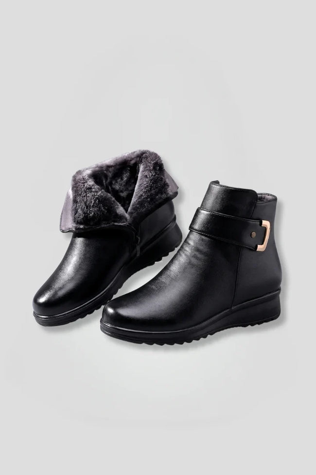 Freya | Women's Leather Ankle Zip Buckle Sole Boots with Comfortable Casual
