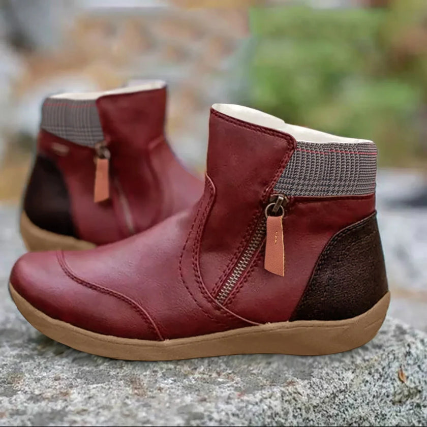 Jinte | Women's Leather Ankle Zipper Waterproof Boots with Comfortable Casual Everyday