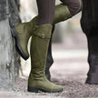 Freya | Women's Leather Knee High Buckle Strap Round Toe Boots with Block-Heel